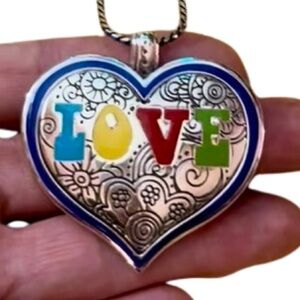 Brighton 50th Anniversary Silver Heart “LOVE” Pendant Necklace – 18” Chain NWOT